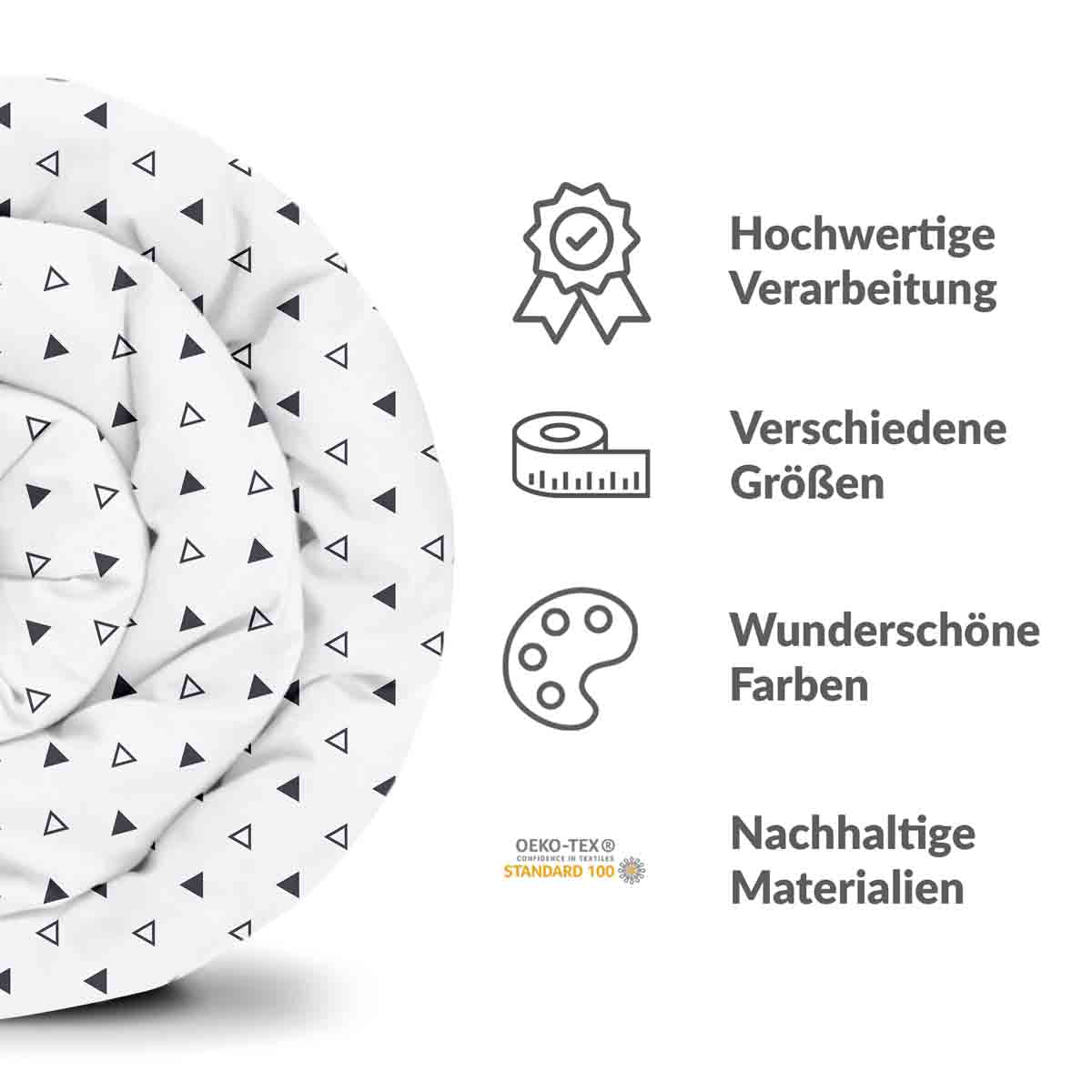 Original Therapiedecke - Baumwollbezug Weiß mit schwarzen Dreiecken