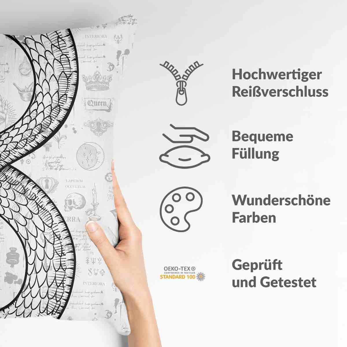 Gesundheitskissen mit Schlangenmotiv