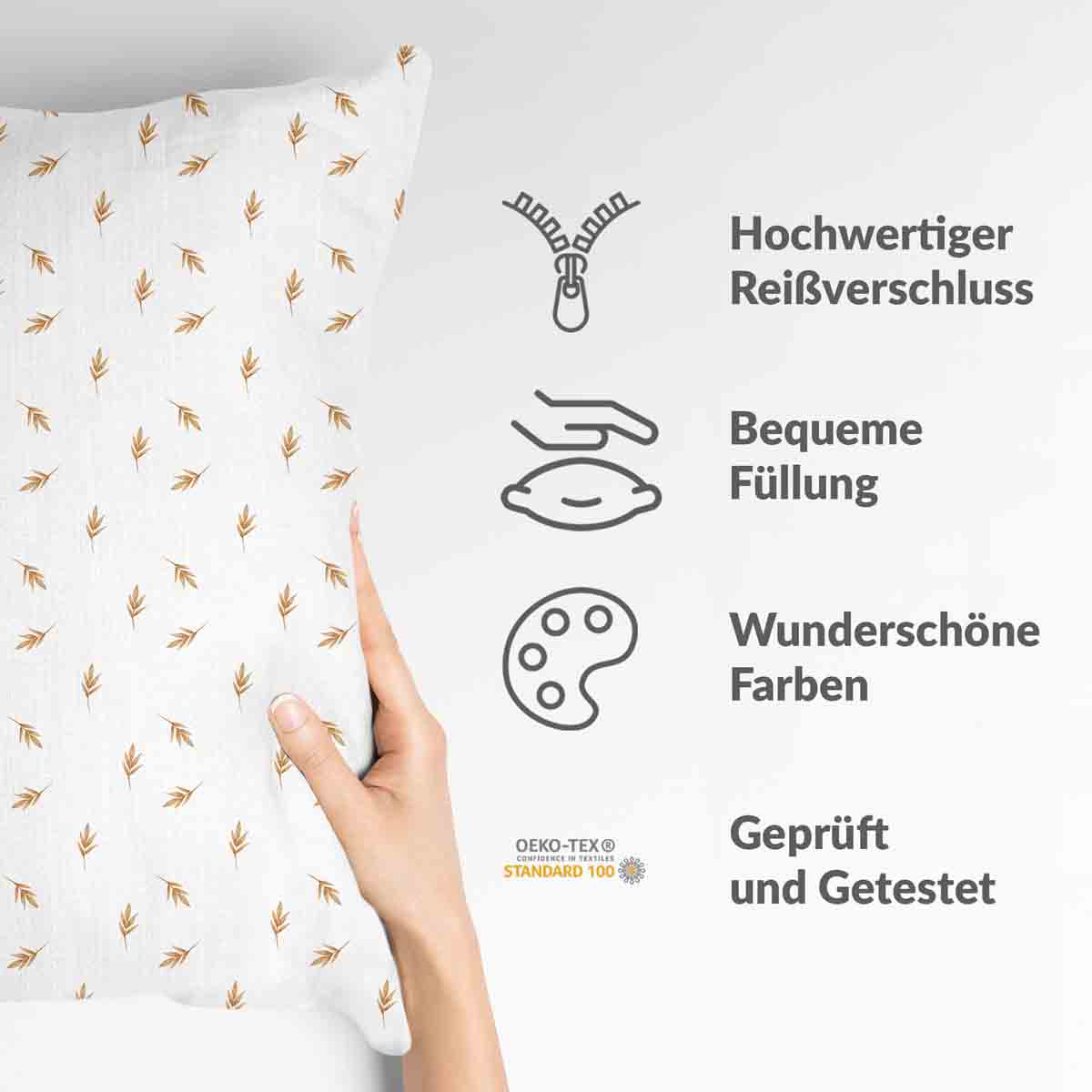 Gesundheitskissen Weiß mit Strohhalmen