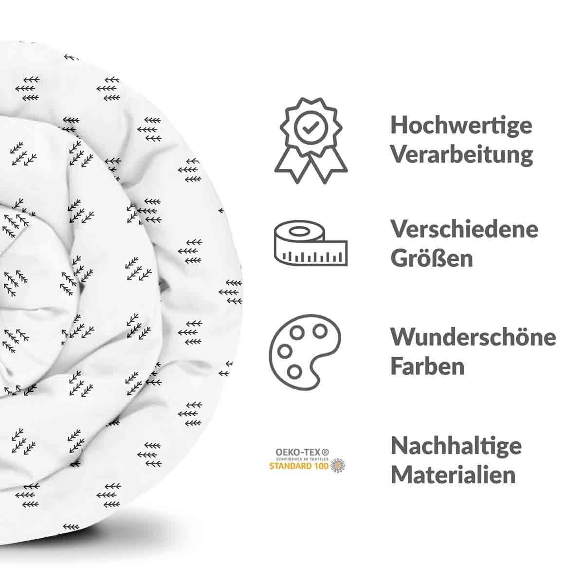Original Therapiedecke - Baumwollbezug Weiß mit schwarzen Pfeilen