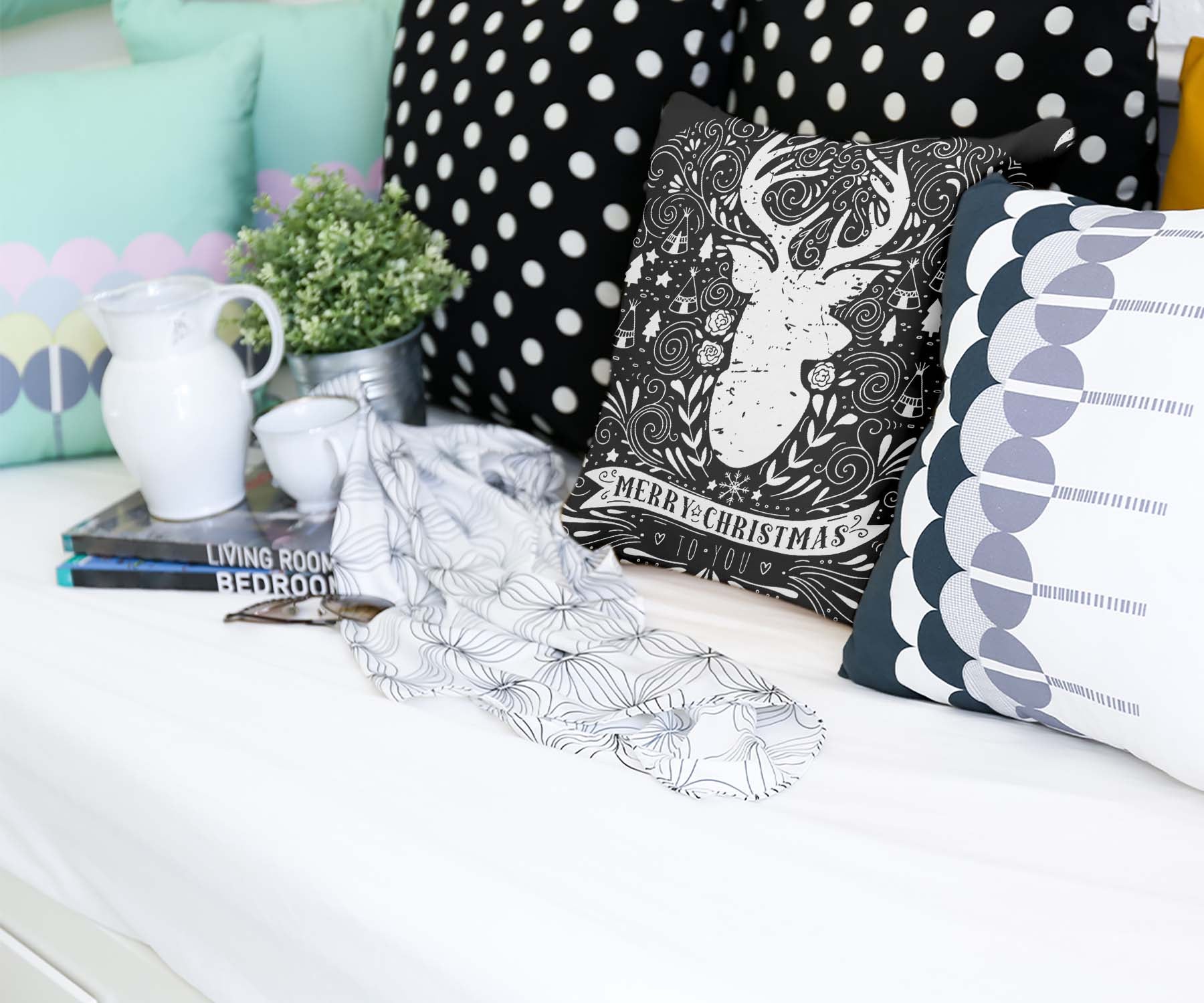 Gesundheitskissen Schwarz Merry Christmas