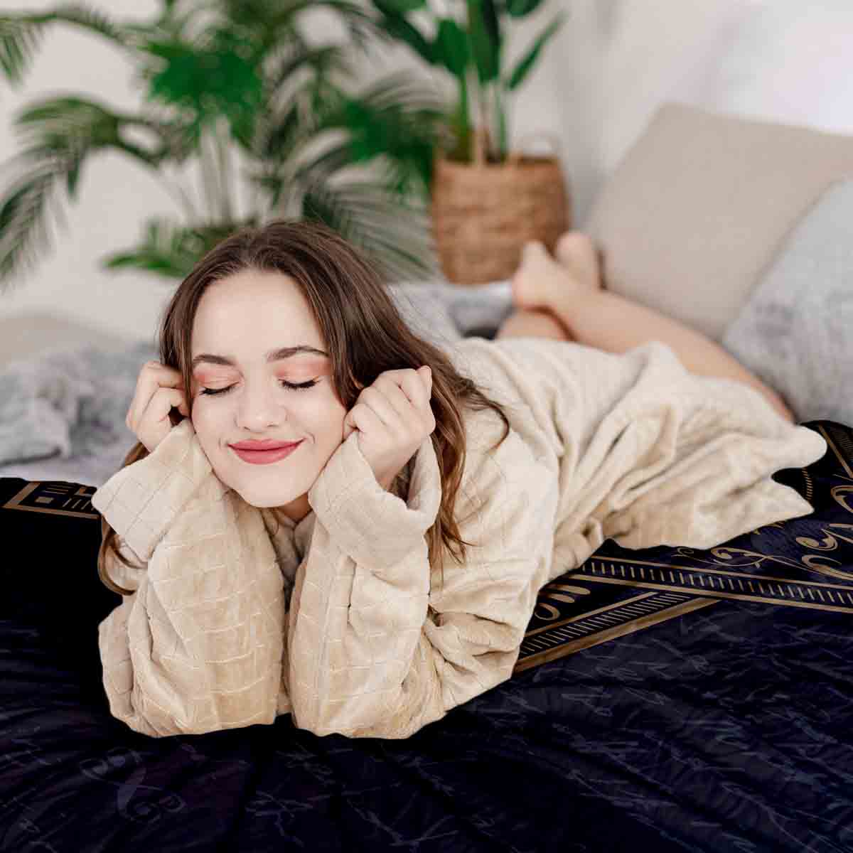 Original Therapiedecke - Baumwoll Bettwäsche Set Schwarz Mystik Mandala