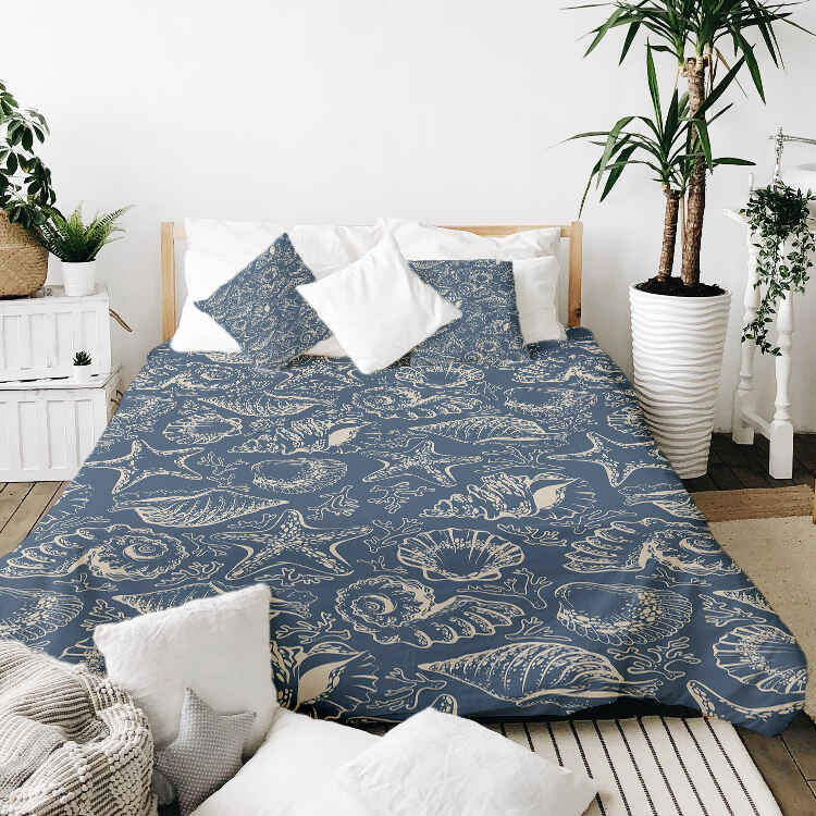 Original Therapiedecke - Baumwollbezug Blau mit Muscheln