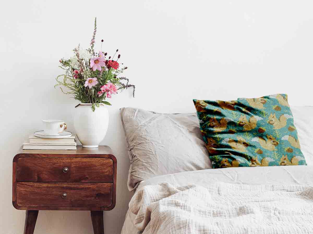 Gesundheitskissen Grün mit Eichhörnchen