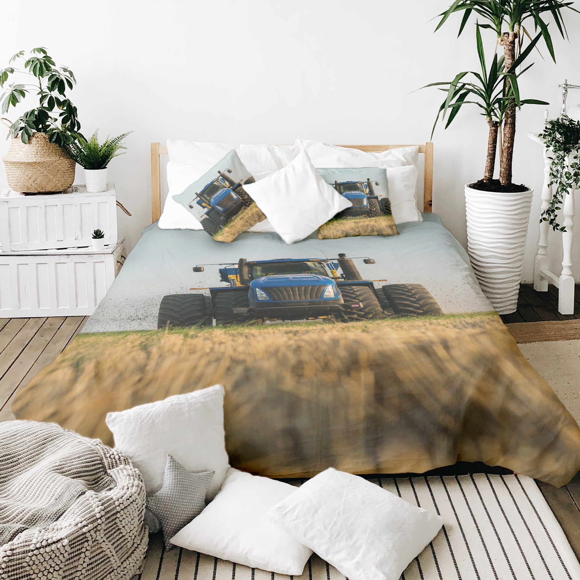 Original Therapiedecke - Baumwoll Bettwäsche Set Traktor in Blau