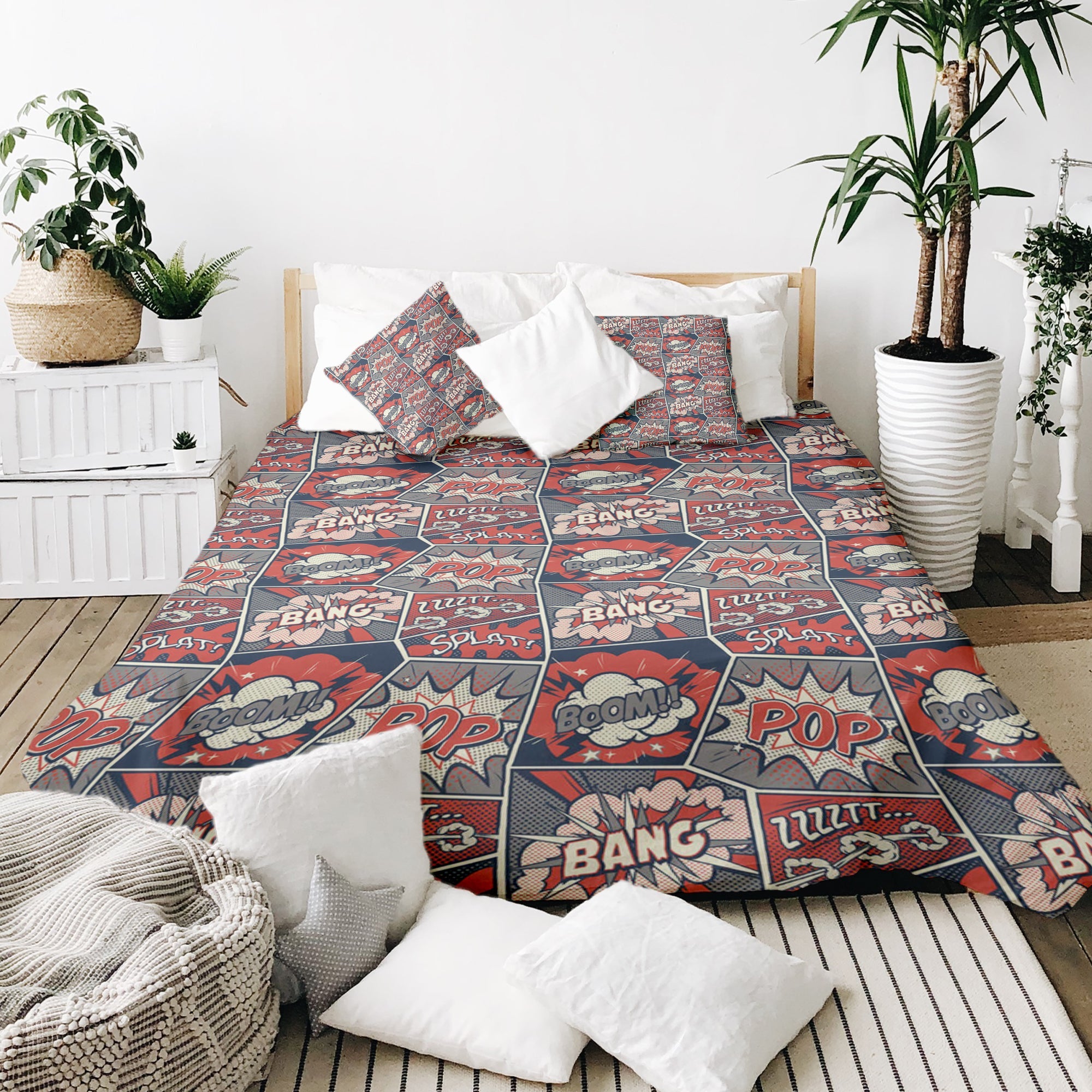 Original Therapiedecke - Baumwoll Bettwäsche Set Rot mit Comic