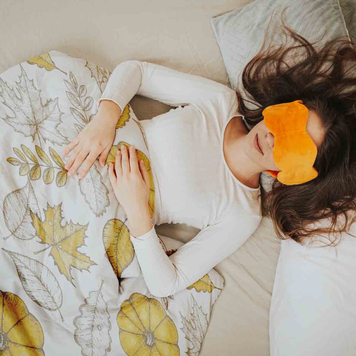 Original Therapiedecke - Baumwoll Bettwäsche Set Weiß mit Blatt und Kürbis