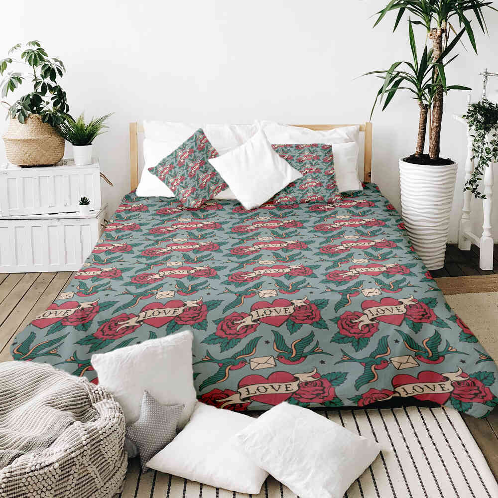 Original Therapiedecke - Baumwoll Bettwäsche Set Love Tattoo