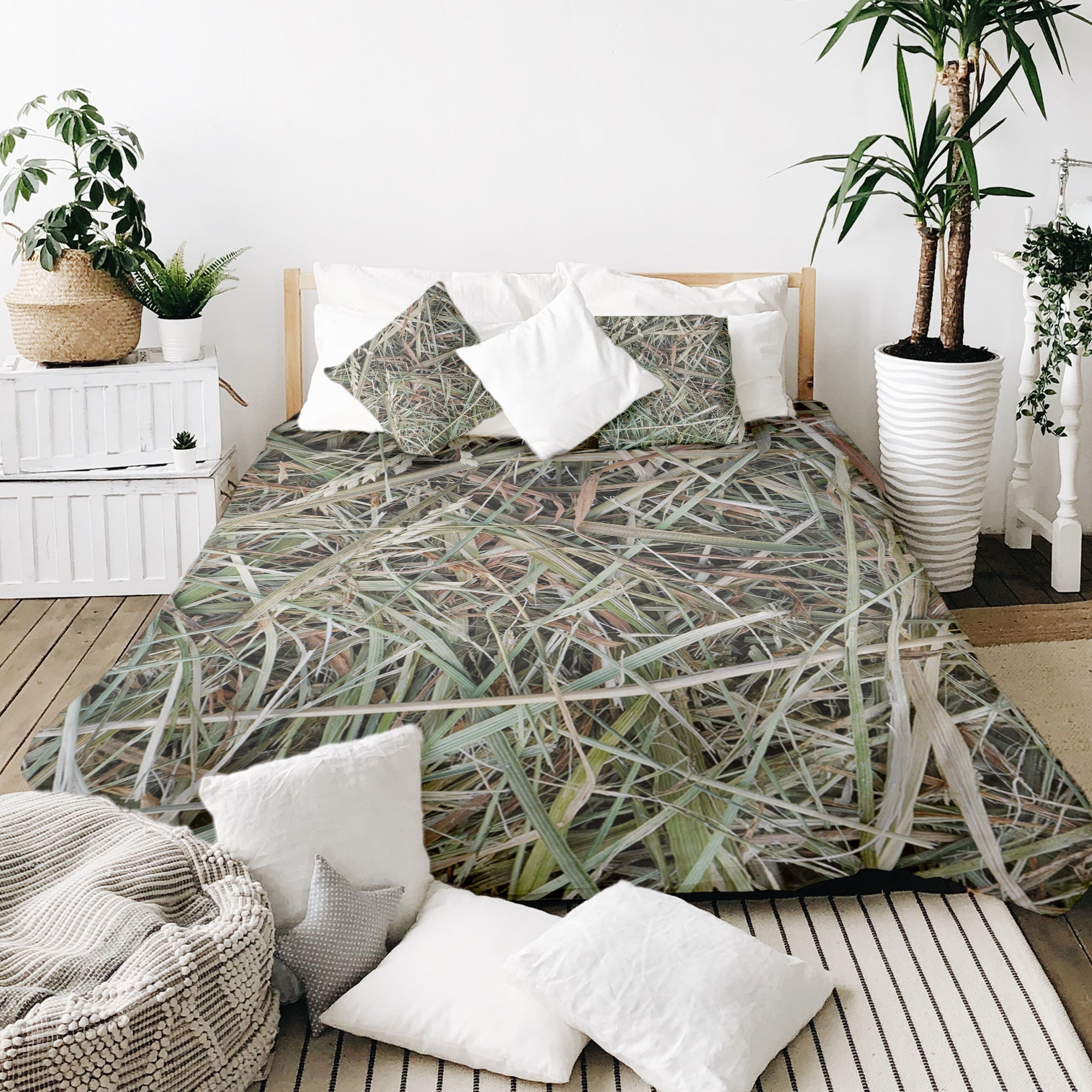 Original Therapiedecke - Baumwoll Bettwäsche Set Weiß mit Stroh