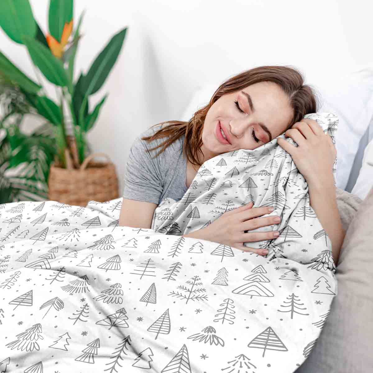 Original Therapiedecke - Baumwollbezug weihnachtlicher Wald