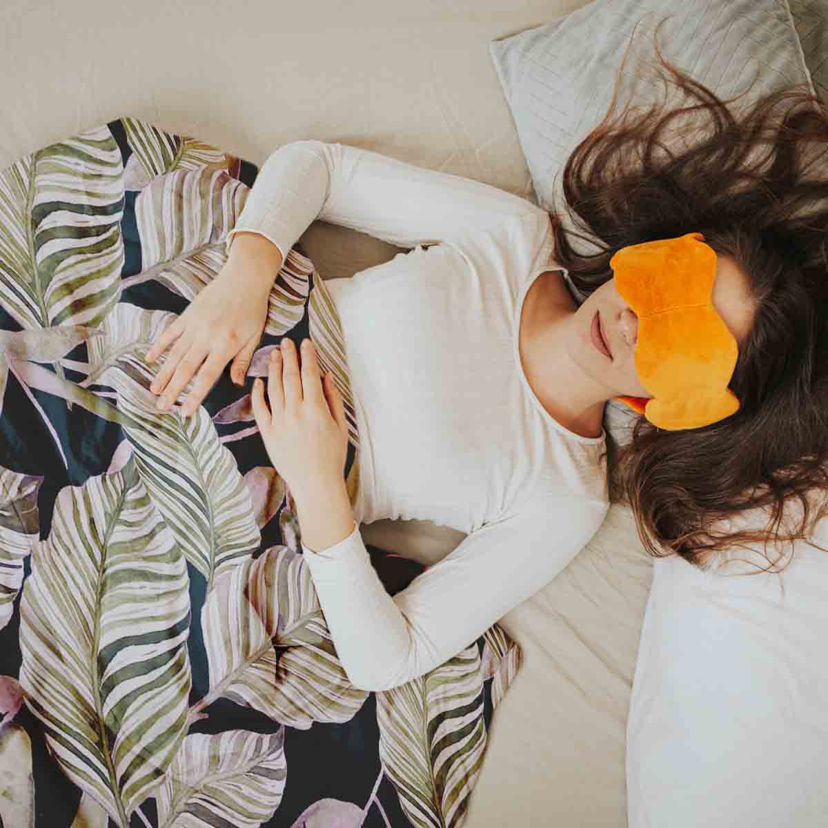 Original Therapiedecke - Baumwoll Bettwäsche Set Schwarz mit lila Blättern