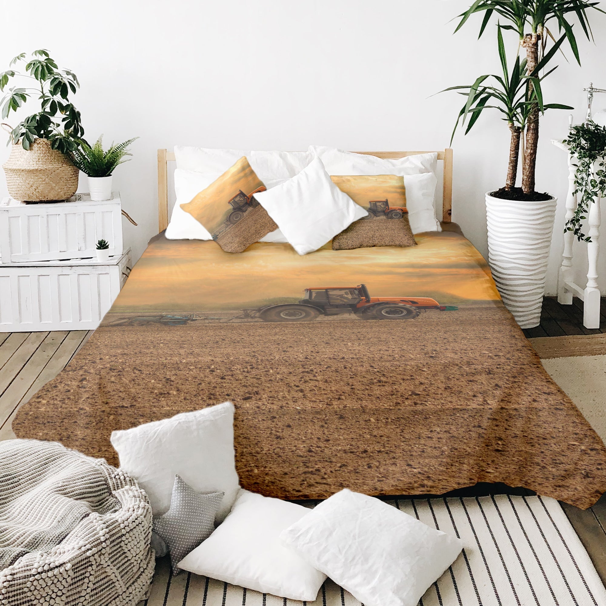 Original Therapiedecke - Baumwollbezug Traktor mit Anhänger