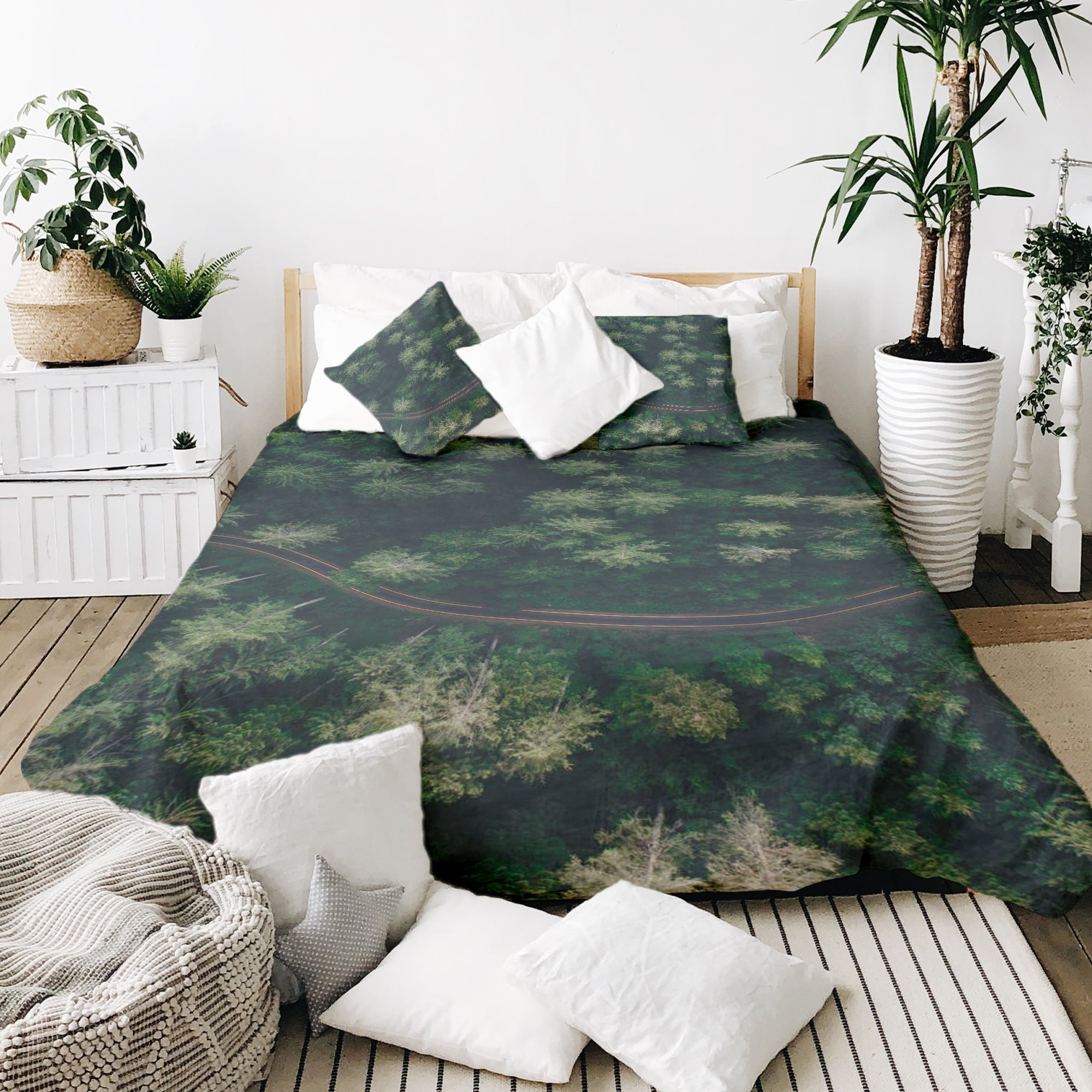 Original Therapiedecke - Baumwoll Bettwäsche Set Straße im Wald