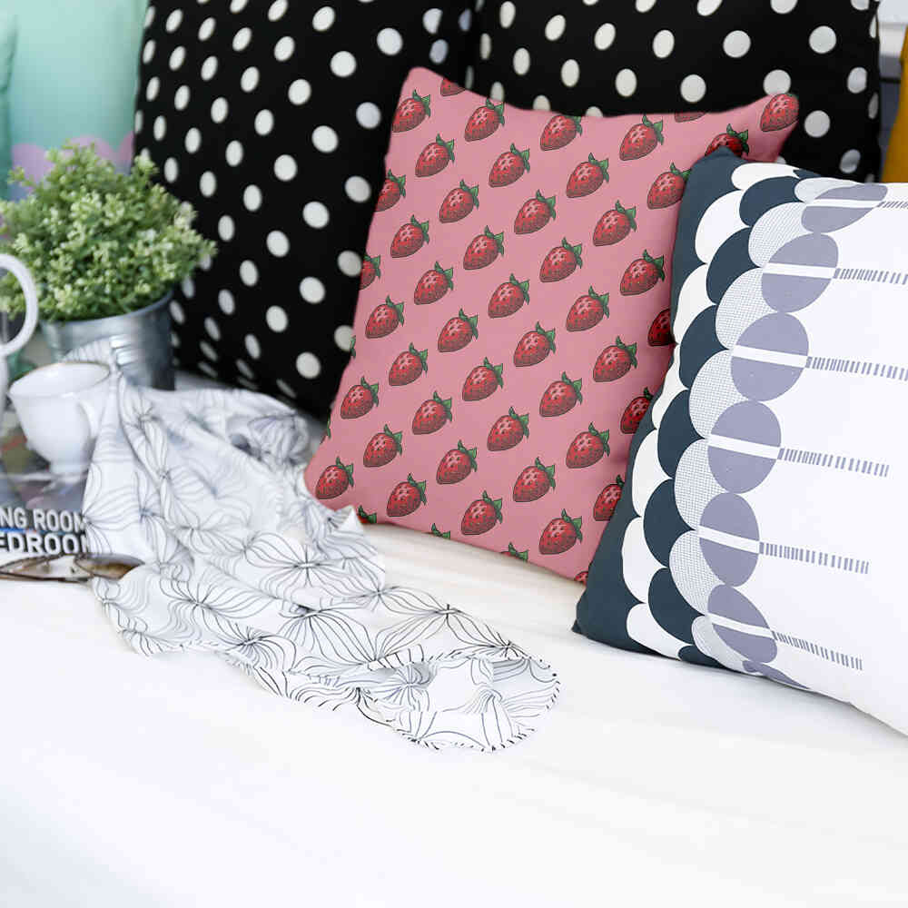 Gesundheitskissen Pink mit Erdbeeren
