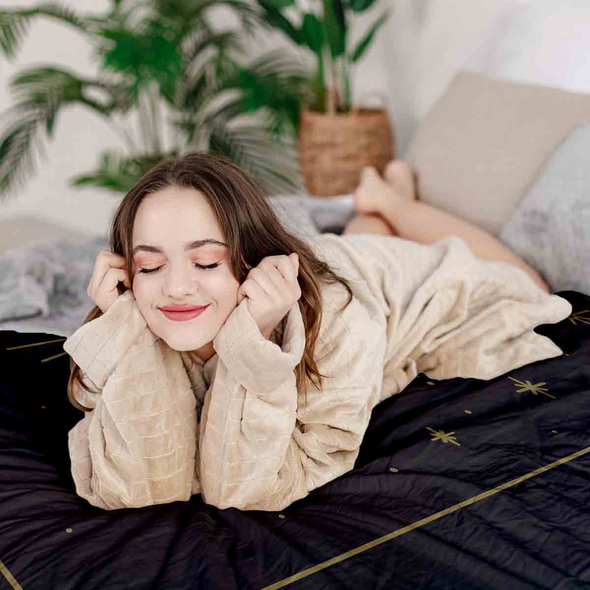 Original Therapiedecke - Baumwoll Bettwäsche Set Schwarz Sonne und Kosmos