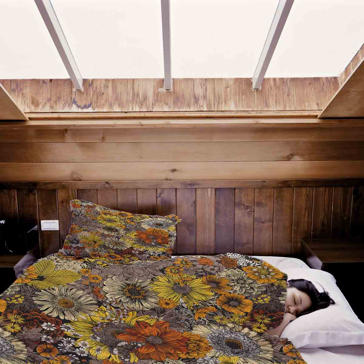 Original Therapiedecke - Baumwoll Bettwäsche Set gelbe Blumen