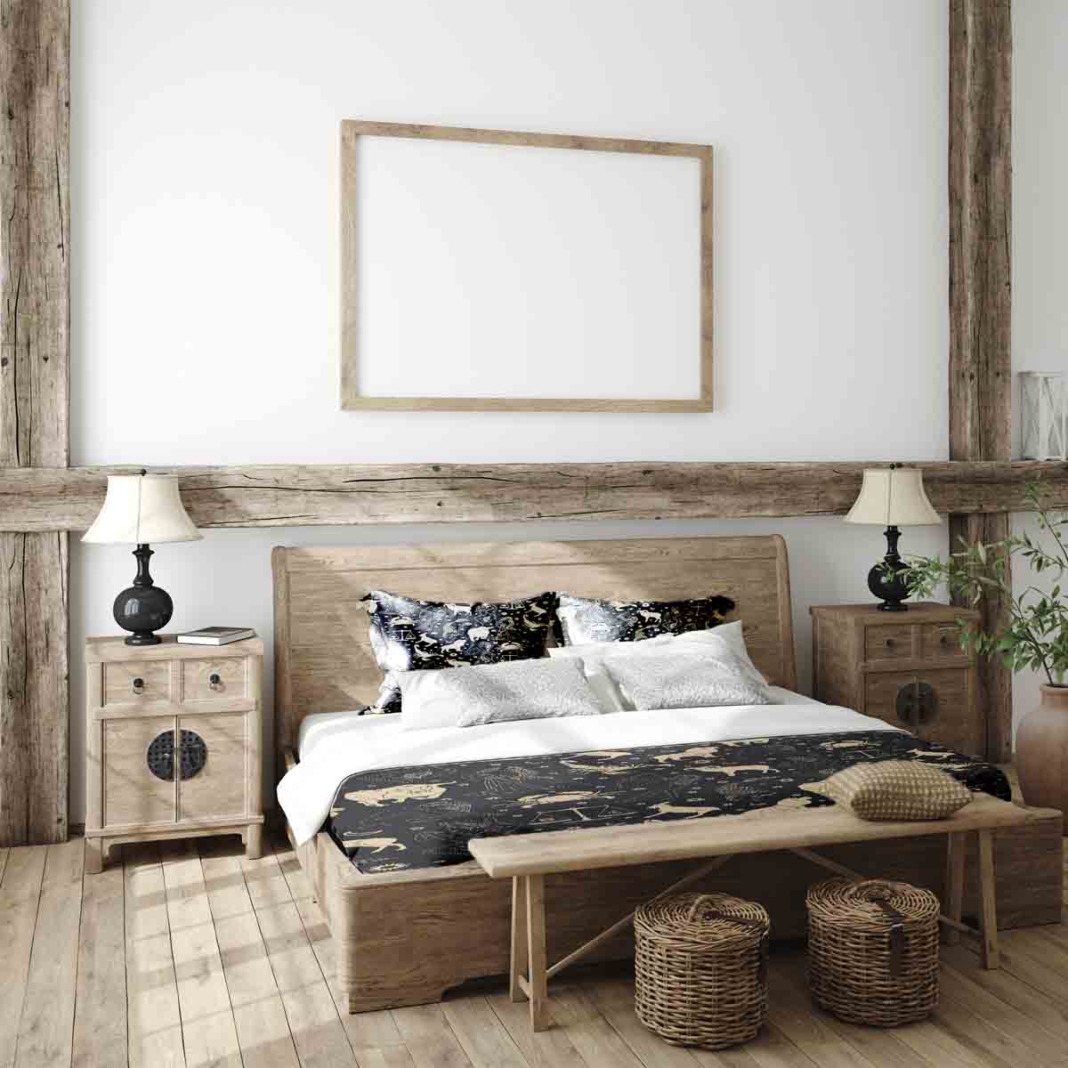 Original Therapiedecke - Baumwoll Bettwäsche Set Schwarz Sternenbilder