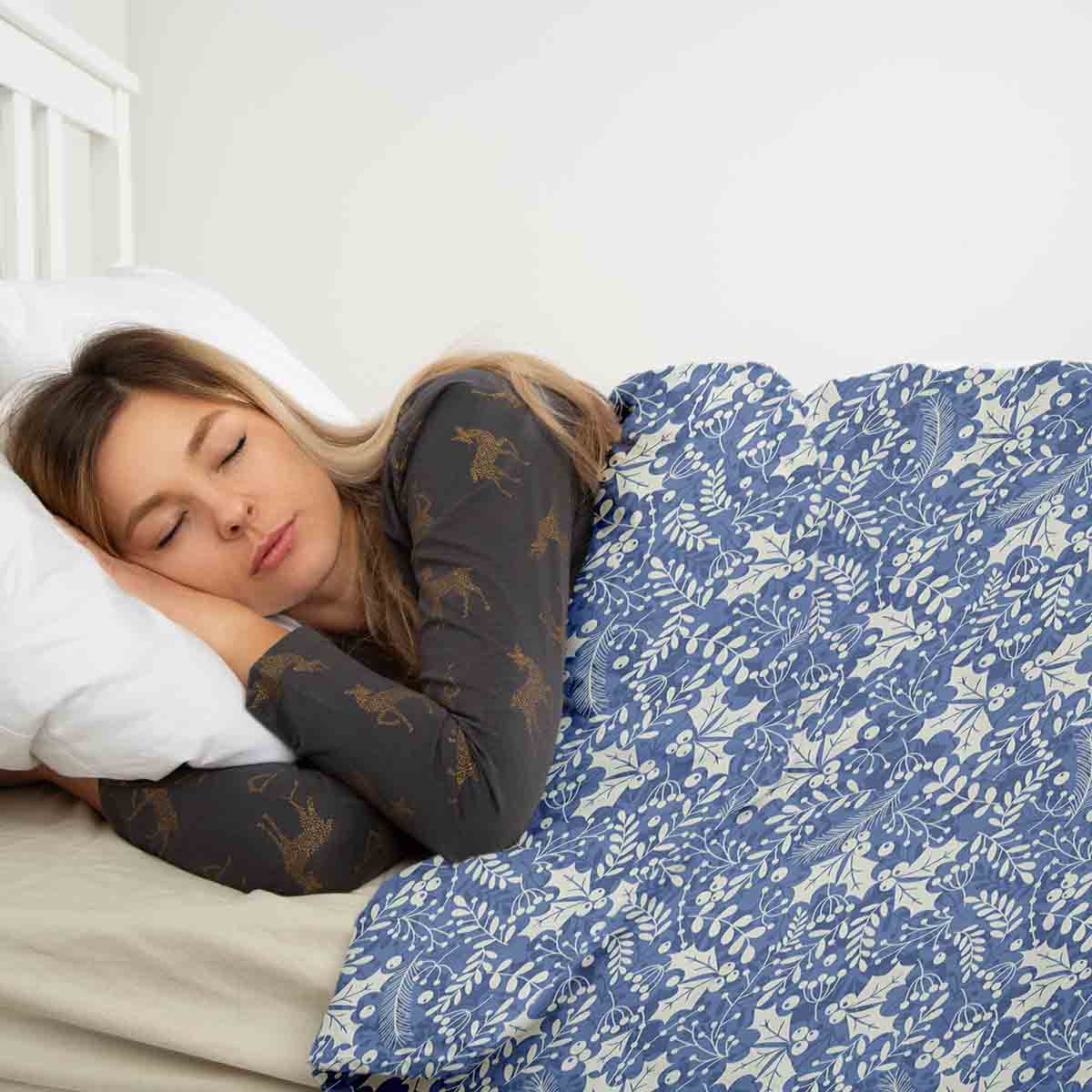 Original Therapiedecke - Baumwoll Bettwäsche Set Blau Weihnachten