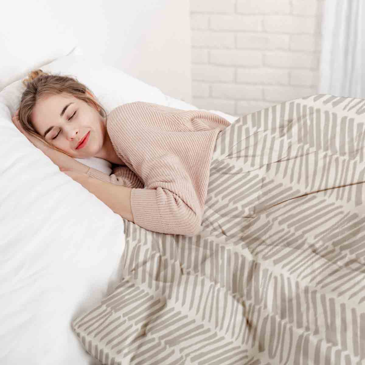 Original Therapiedecke - Baumwoll Bettwäsche Set Beige mit Streifen