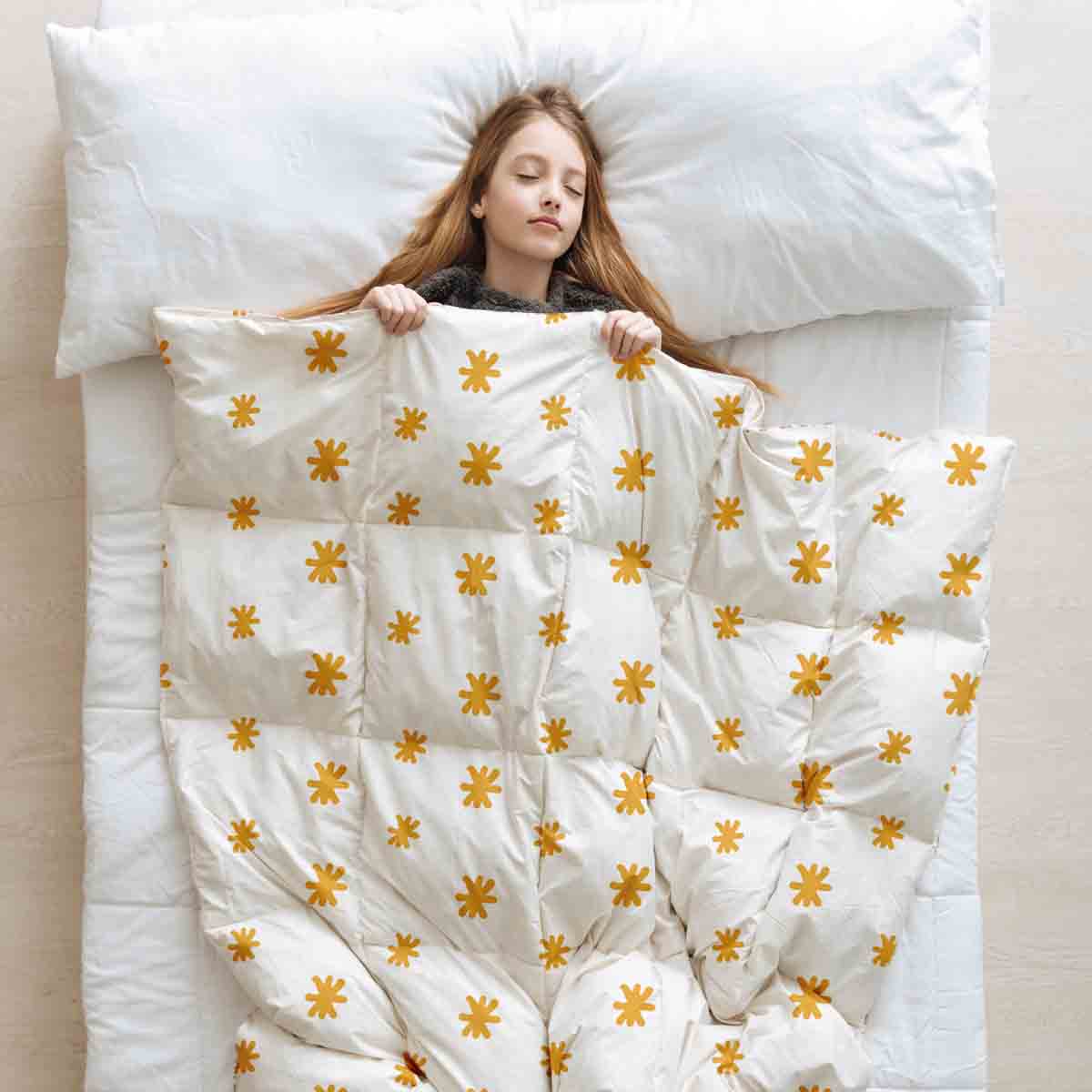 Original Therapiedecke - Baumwoll Bettwäsche Set gelbe Blumen