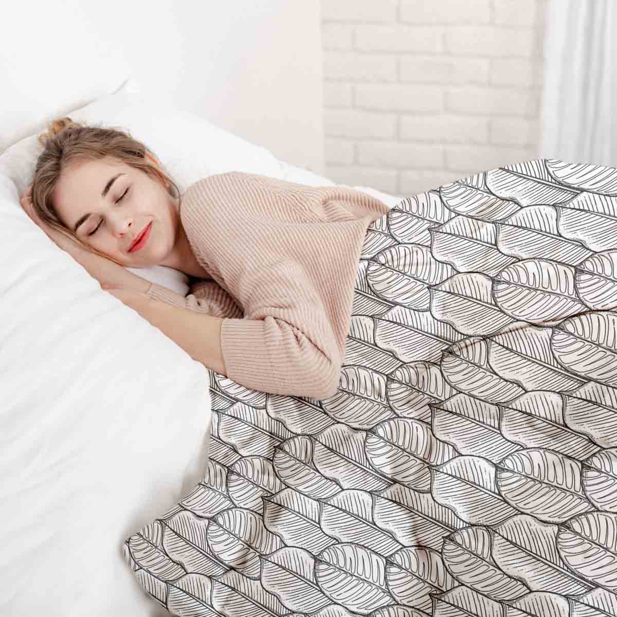 Original Therapiedecke - Baumwoll Bettwäsche Set Grau mit Ahornblättern