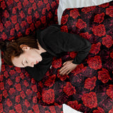 Therapiedecken Baumwollbezug Schwarz mit roten Rosen