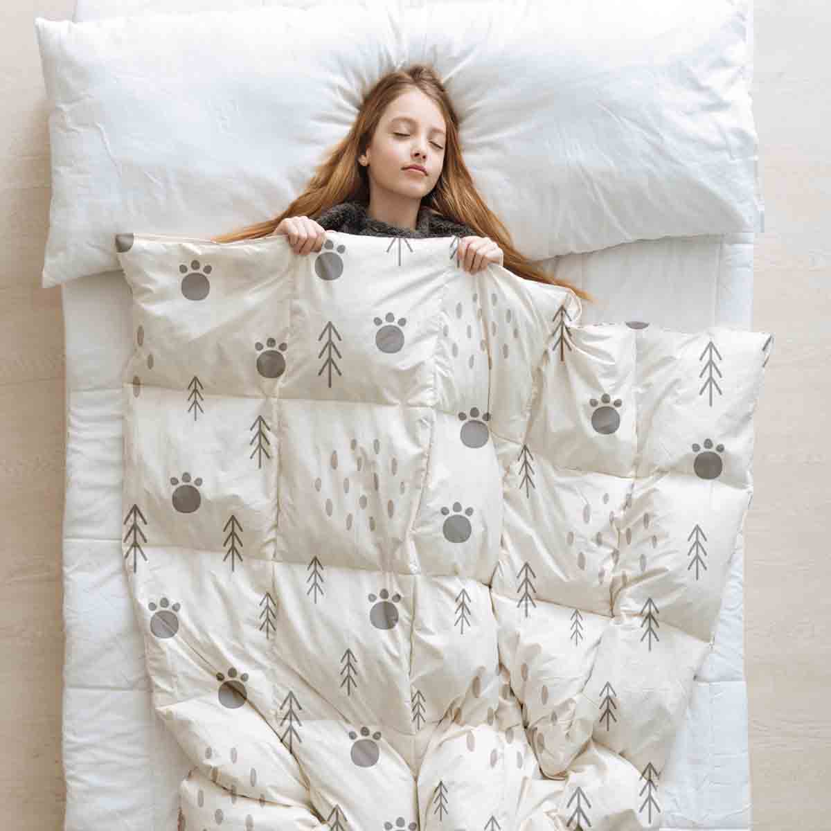 Original Therapiedecke - Baumwoll Bettwäsche Set Pfotenabdrücke im Wald