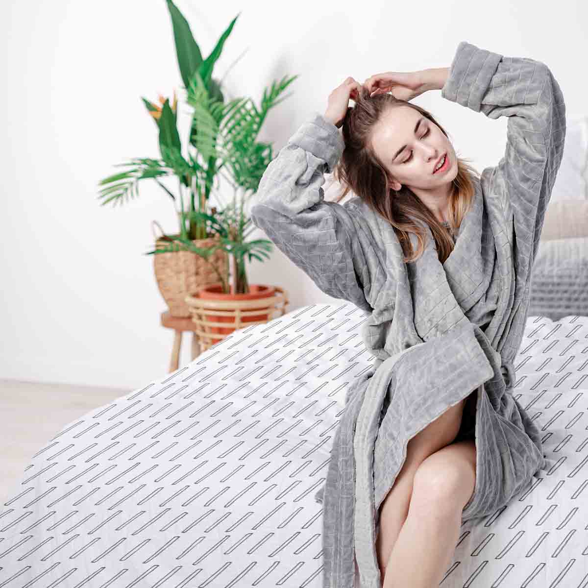 Original Therapiedecke - Baumwoll Bettwäsche Set Weiß dicke Streifen