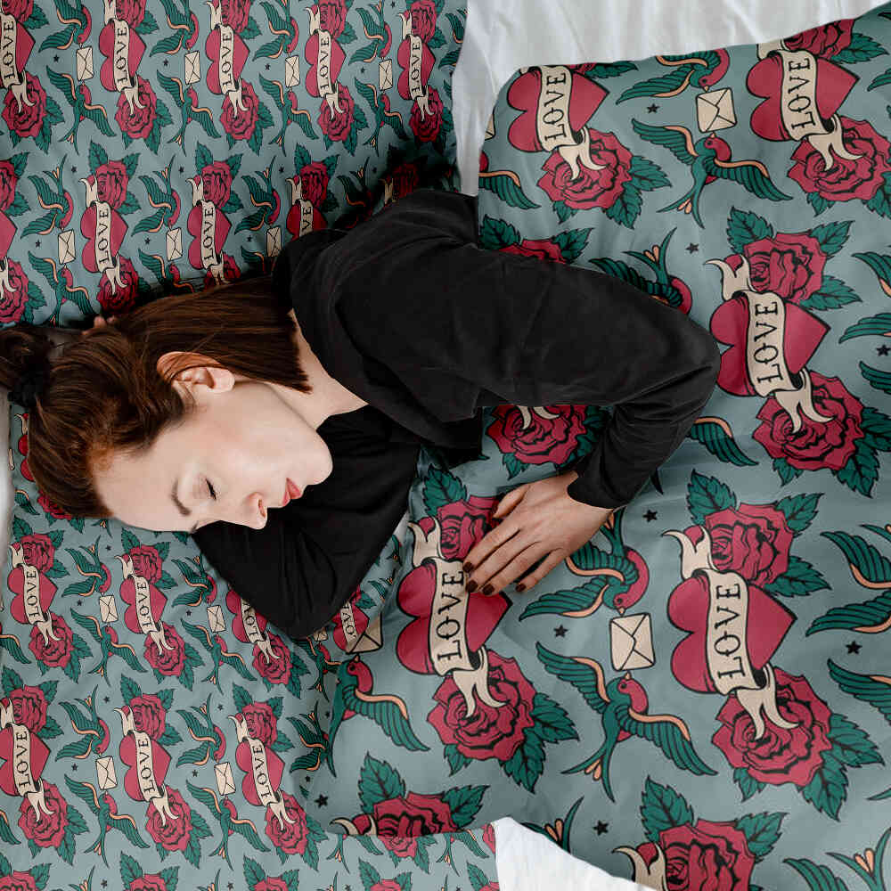 Original Therapiedecke - Baumwoll Bettwäsche Set Love Tattoo