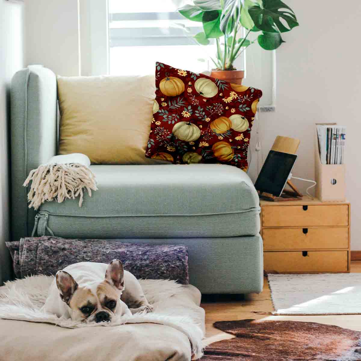 Gesundheitskissen Rot mit Kürbissen