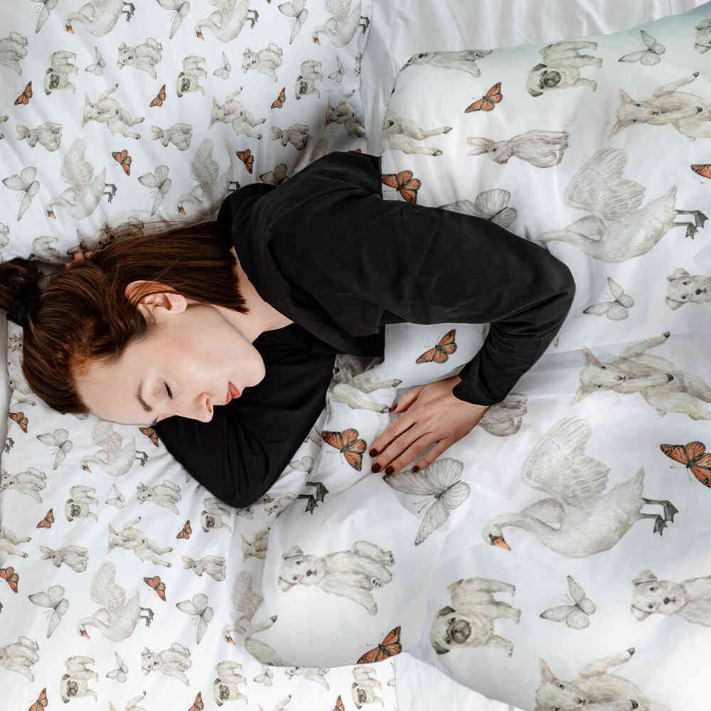 Original Therapiedecke - Baumwollbezug Weiß süße Tiere