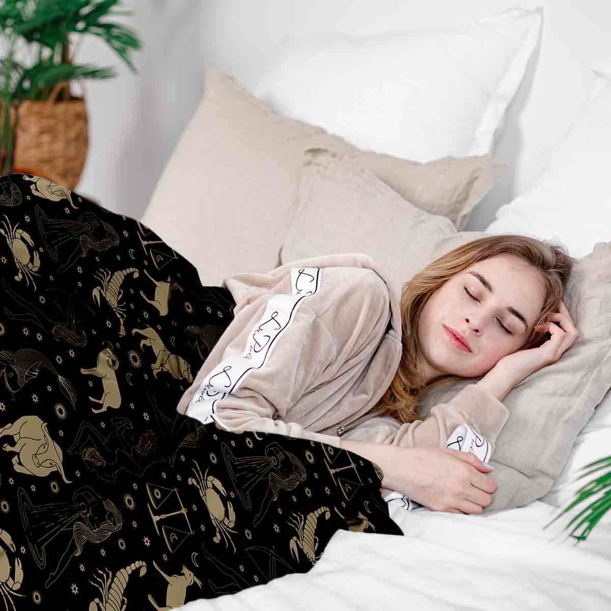 Original Therapiedecke - Baumwoll Bettwäsche Set Schwarz Sternenbilder