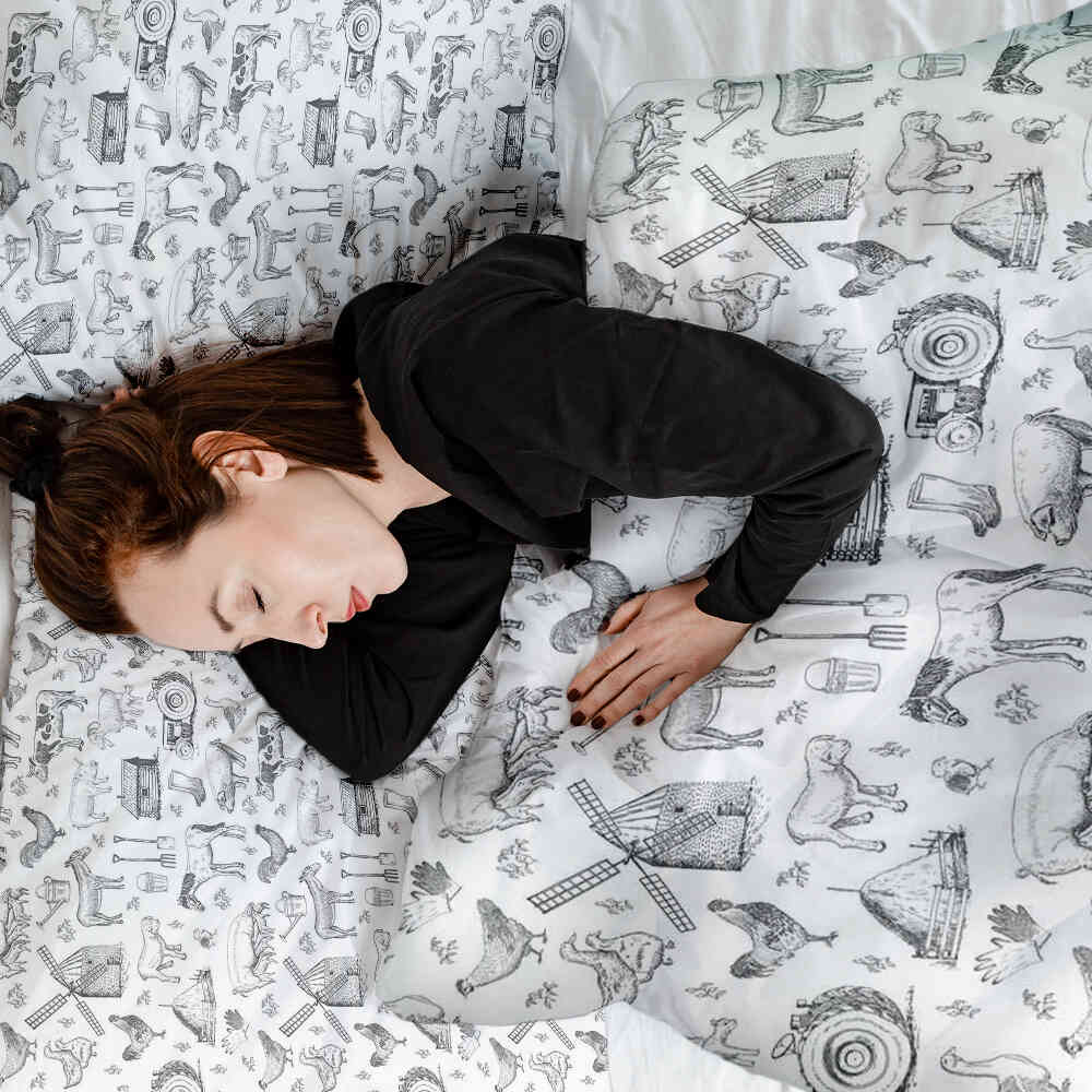 Original Therapiedecke - Baumwoll Bettwäsche Set Grau Bauernhof