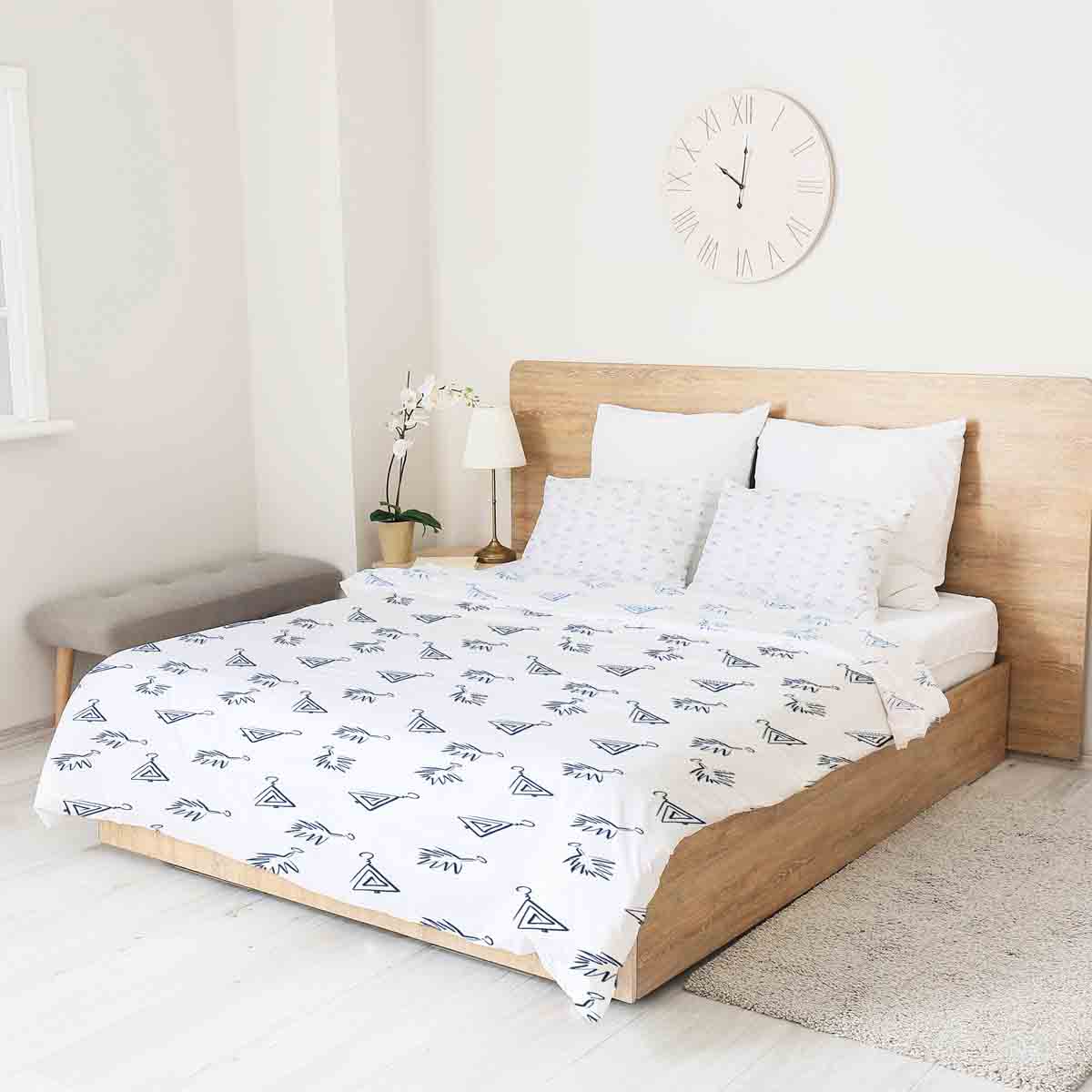 Original Therapiedecke - Baumwoll Bettwäsche Set Weiß mit Boho Ohrringen