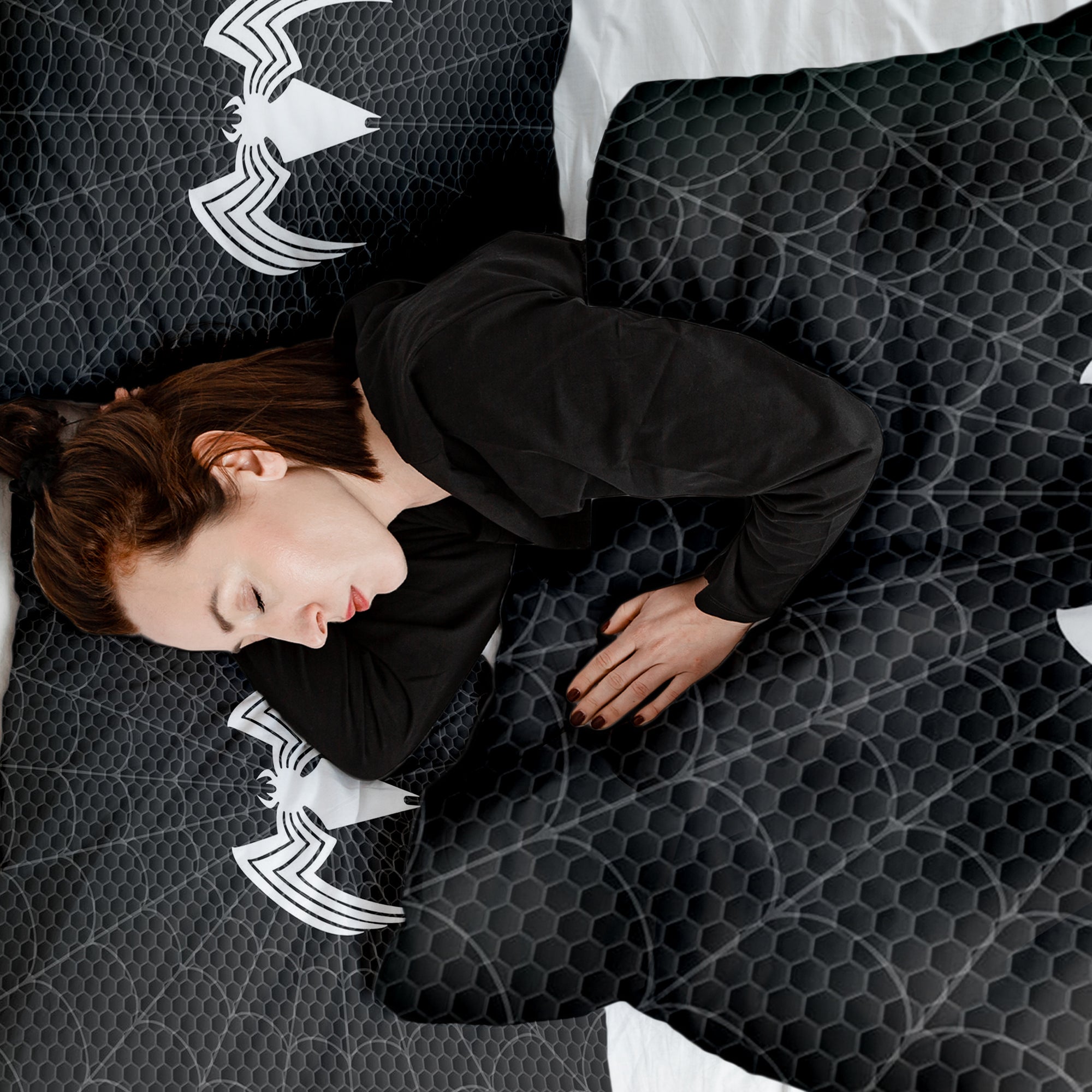 Original Therapiedecke - Baumwoll Bettwäsche Set Schwarz mit Spinne