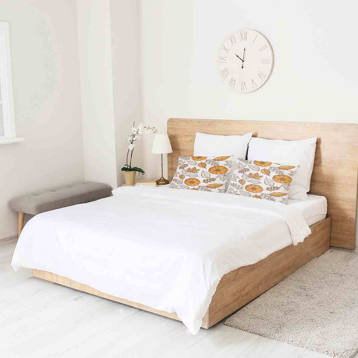 Gesundheitskissen Weiß mit Blatt und Kürbis