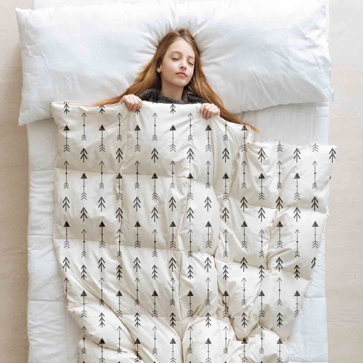 Original Therapiedecke - Baumwoll Bettwäsche Set Weiß mit vielen schwarzen Pfeilen