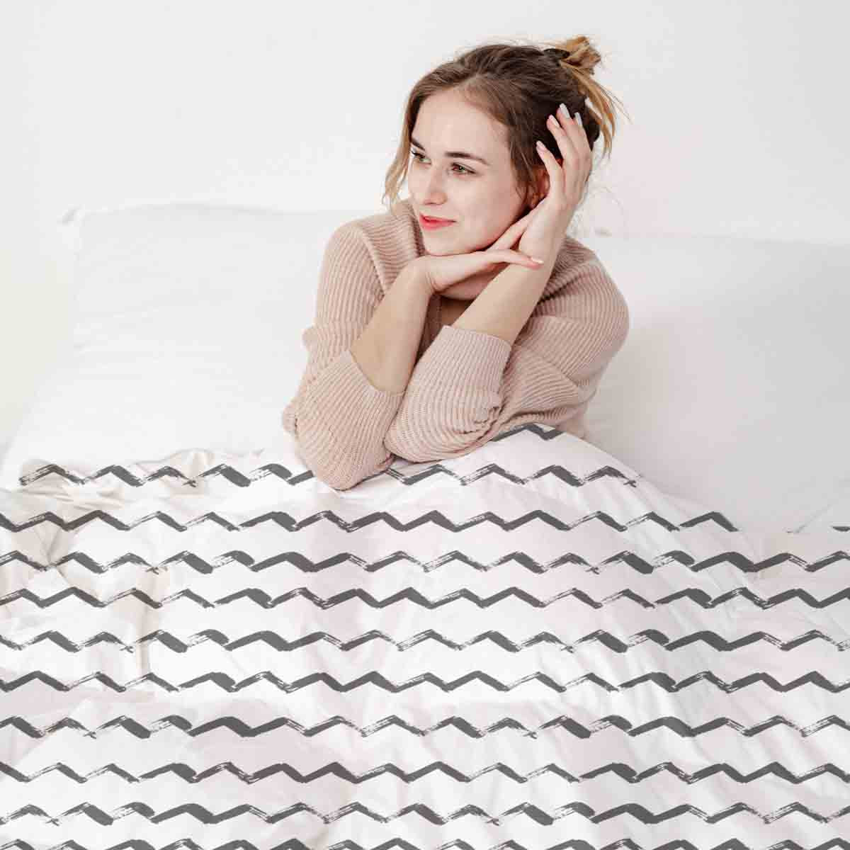 Original Therapiedecke - Baumwollbezug Weiß ZickZack