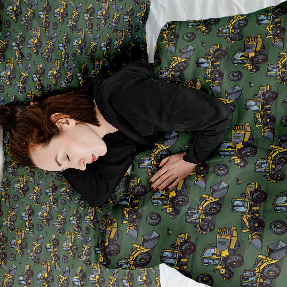 Original Therapiedecke - Baumwoll Bettwäsche Set Grün Traktor