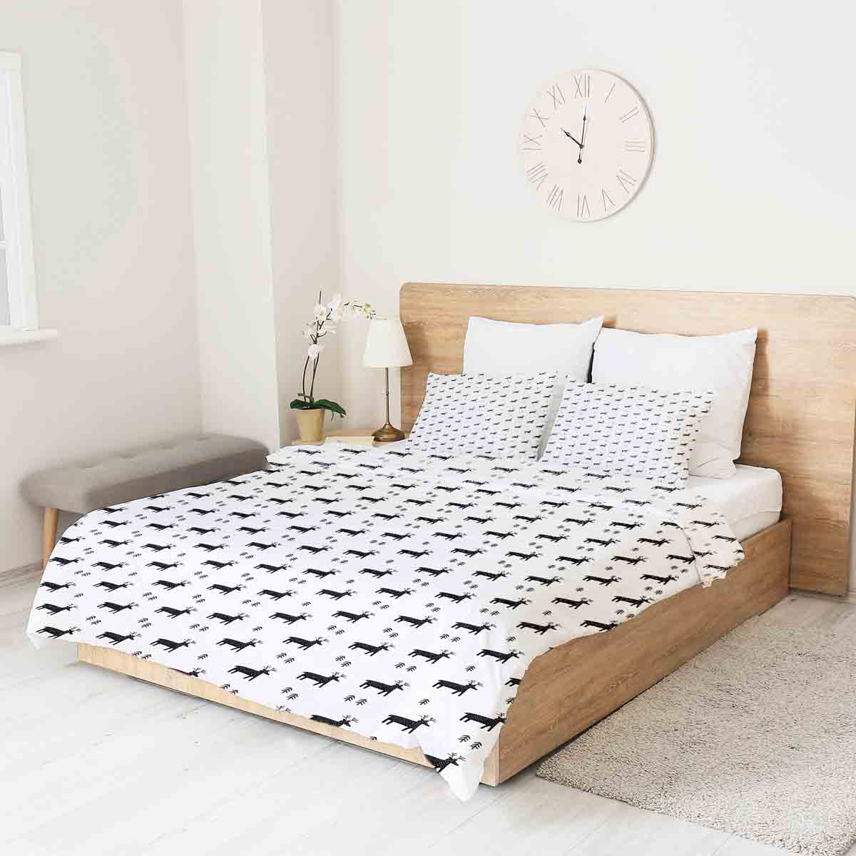 Original Therapiedecke - Baumwoll Bettwäsche Set Weiß mit Rentieren