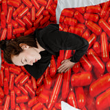 Therapiedecken Bettwäschen Set Rot Tabletten