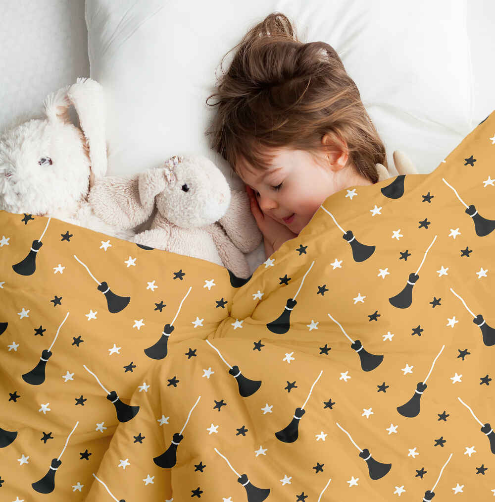 Original Therapiedecke - Baumwoll Bettwäsche Set Orange mit Potter's Besen