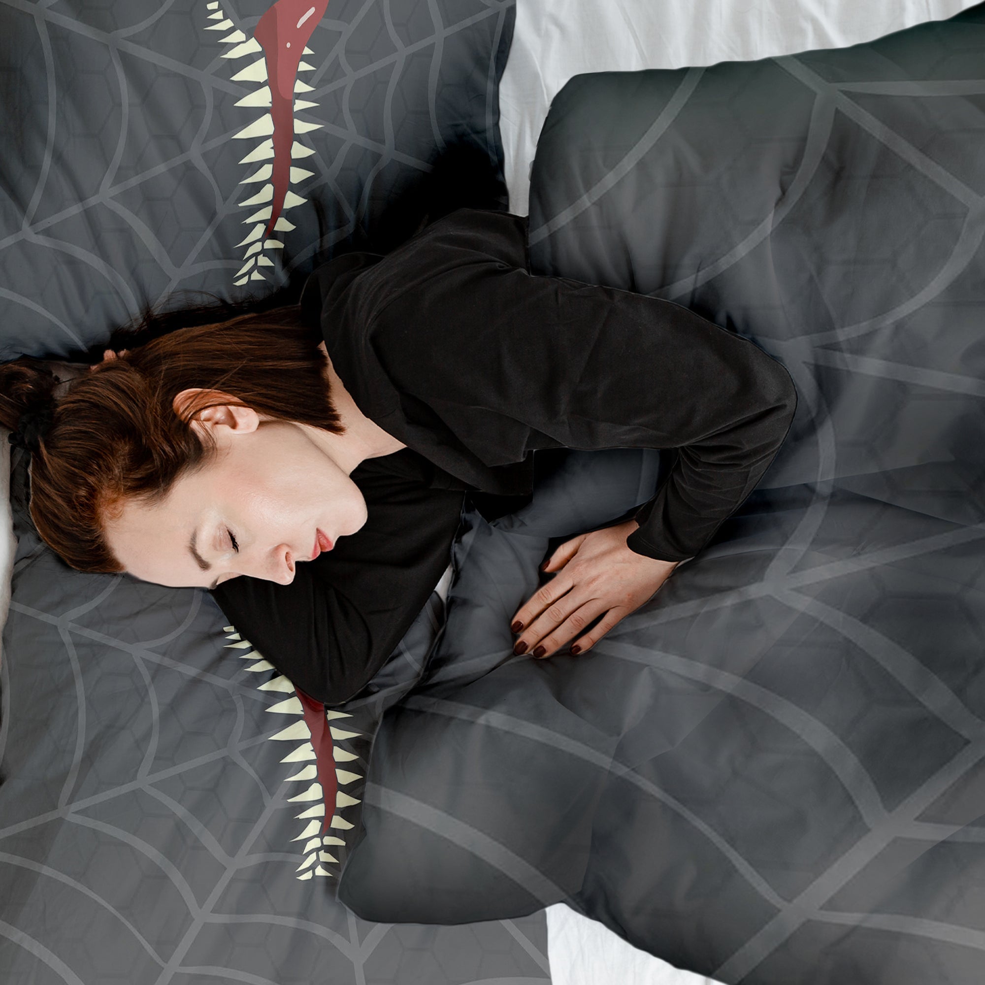 Original Therapiedecke - Baumwoll Bettwäsche Set Grau Spinnennetz