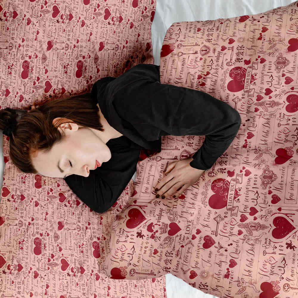 Original Therapiedecke - Baumwoll Bettwäsche Set Rosa Ich liebe Dich