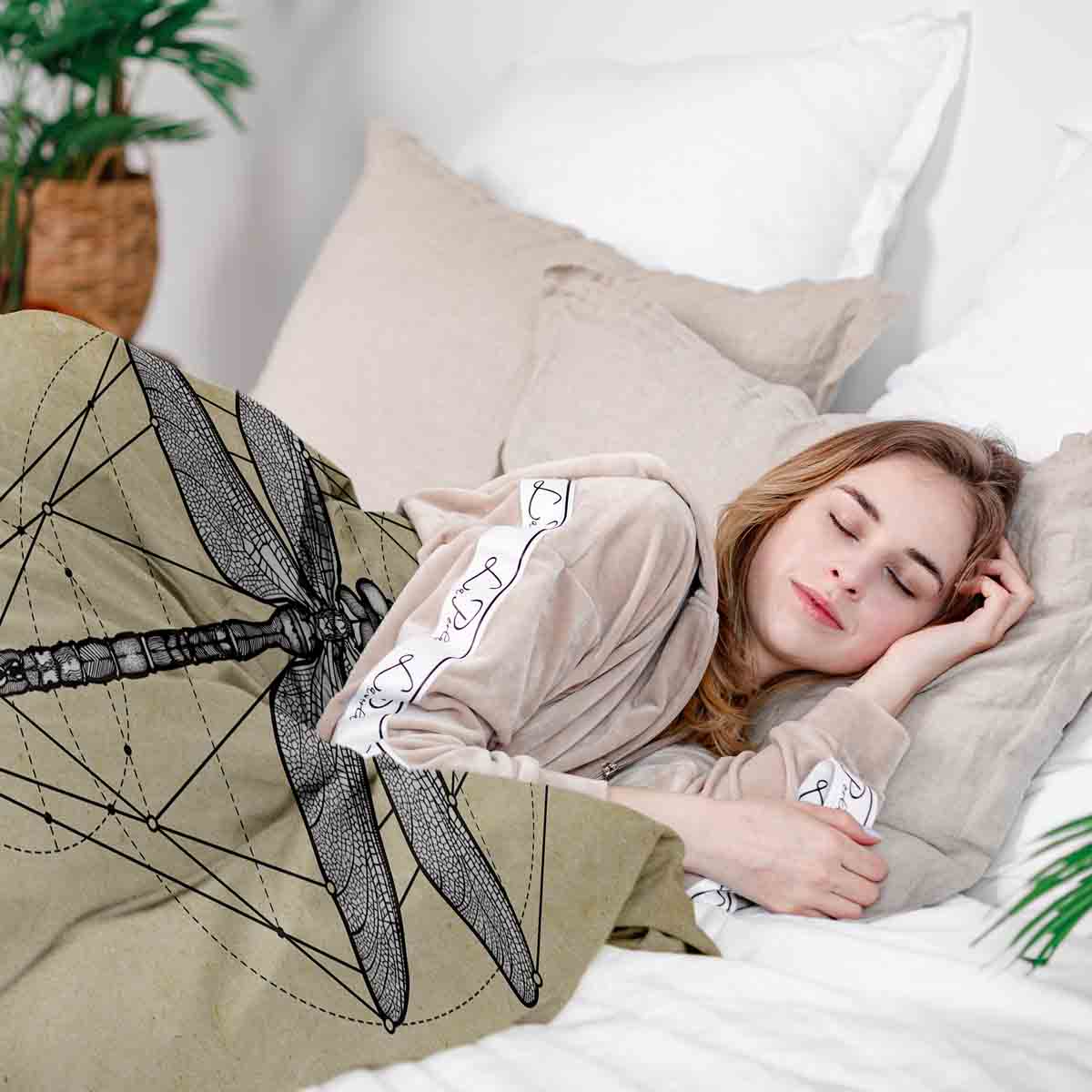 Original Therapiedecke - Baumwoll Bettwäsche Set Gelb mit Libelle