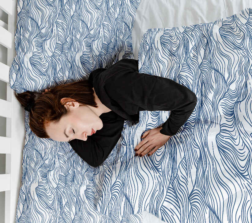 Original Therapiedecke - Baumwoll Bettwäsche Set Wellen in Blau