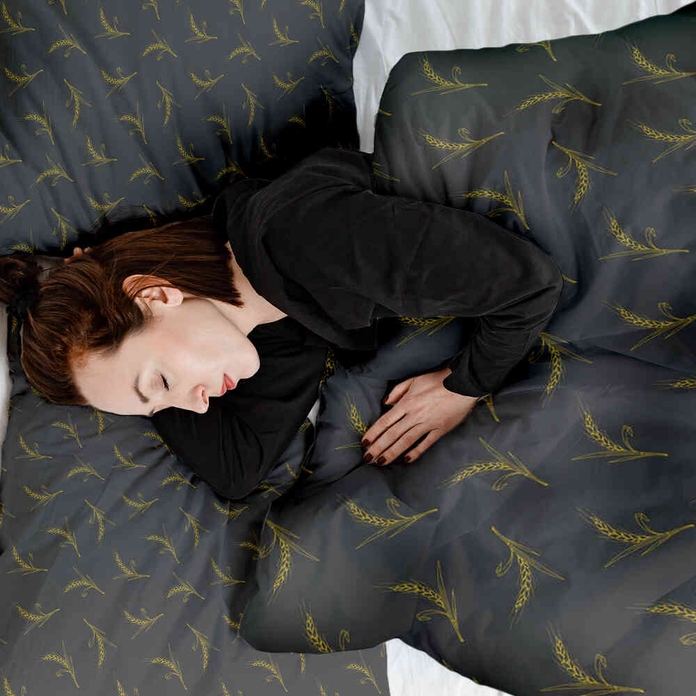 Original Therapiedecke - Baumwoll Bettwäsche Set Grau mit Weizen