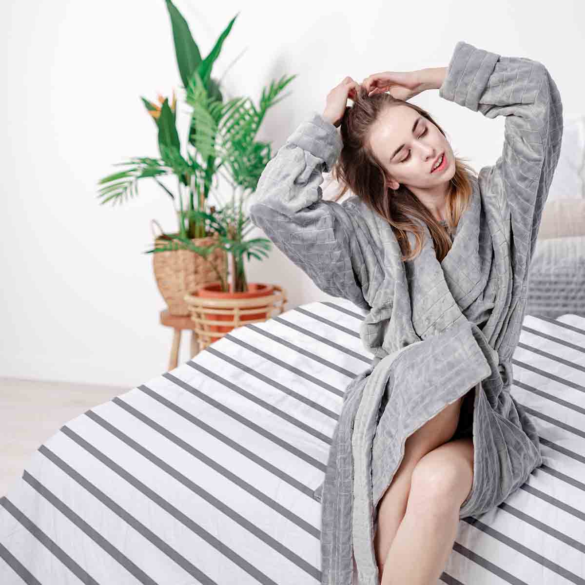 Original Therapiedecke - Baumwoll Bettwäsche Set Graue Querstreifen