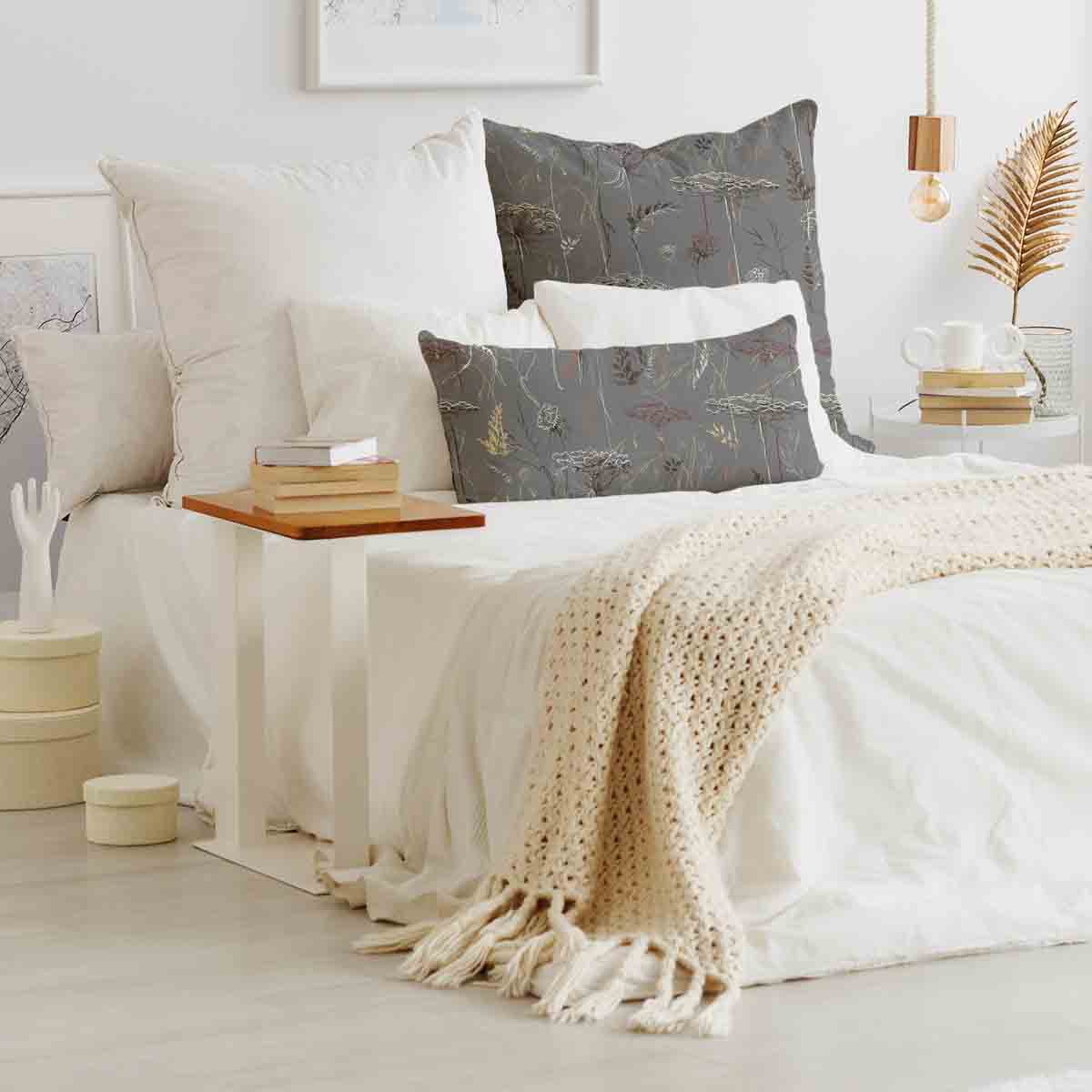 Gesundheitskissen Grau mit goldenen Pflanzen