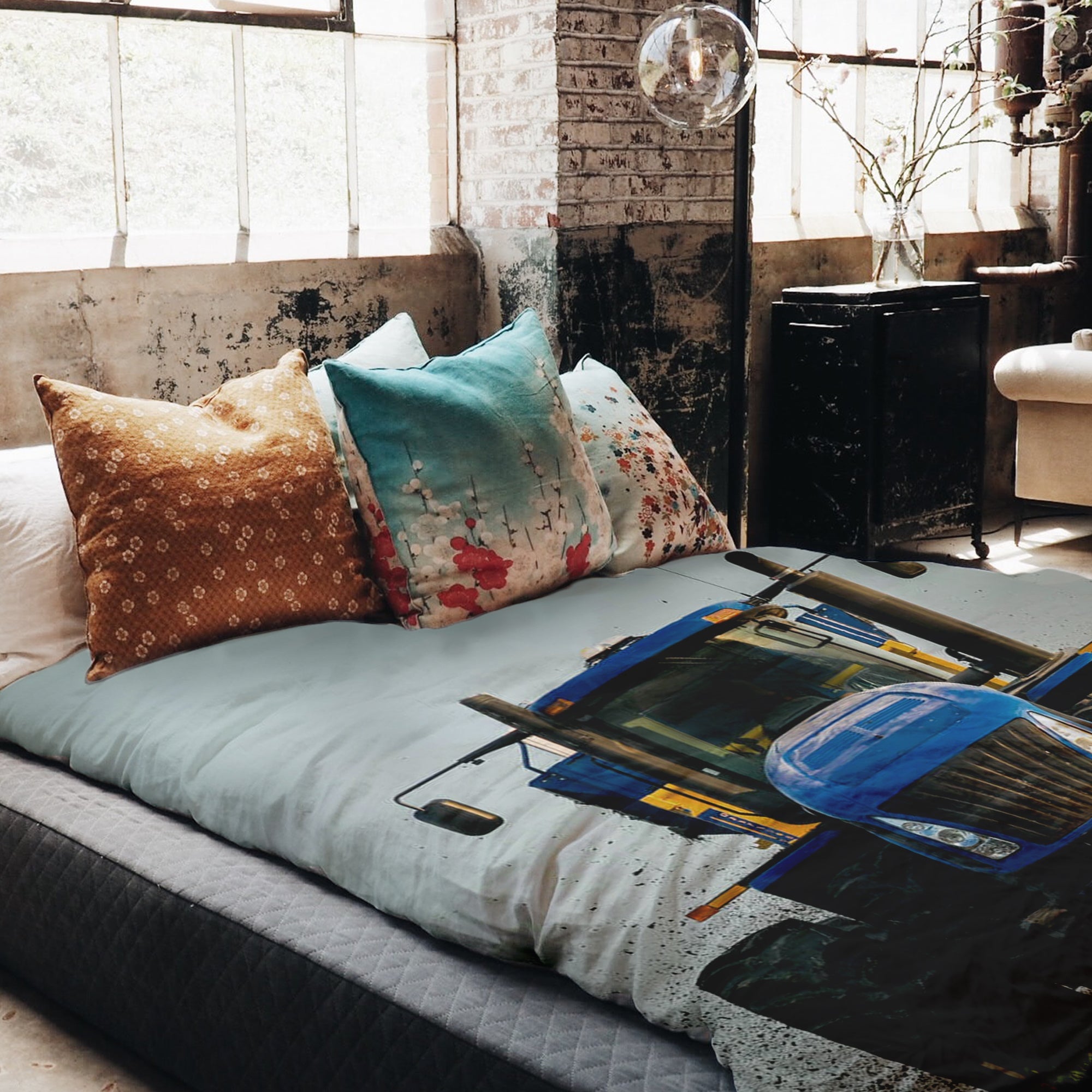 Original Therapiedecke - Baumwoll Bettwäsche Set Traktor in Blau